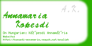 annamaria kopesdi business card